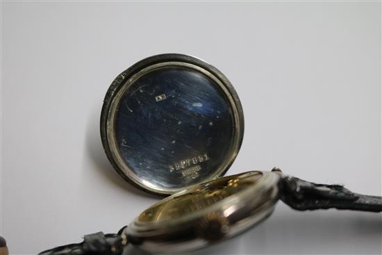 A gentlemans early 20th century silver manual wind wrist watch, retailed by Henry Birks & Sons.